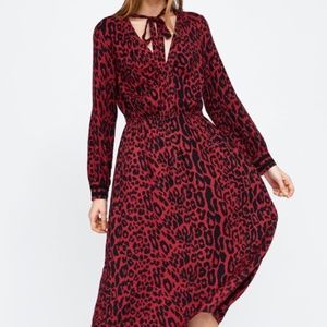 Zara Red Cheetah Print Dress